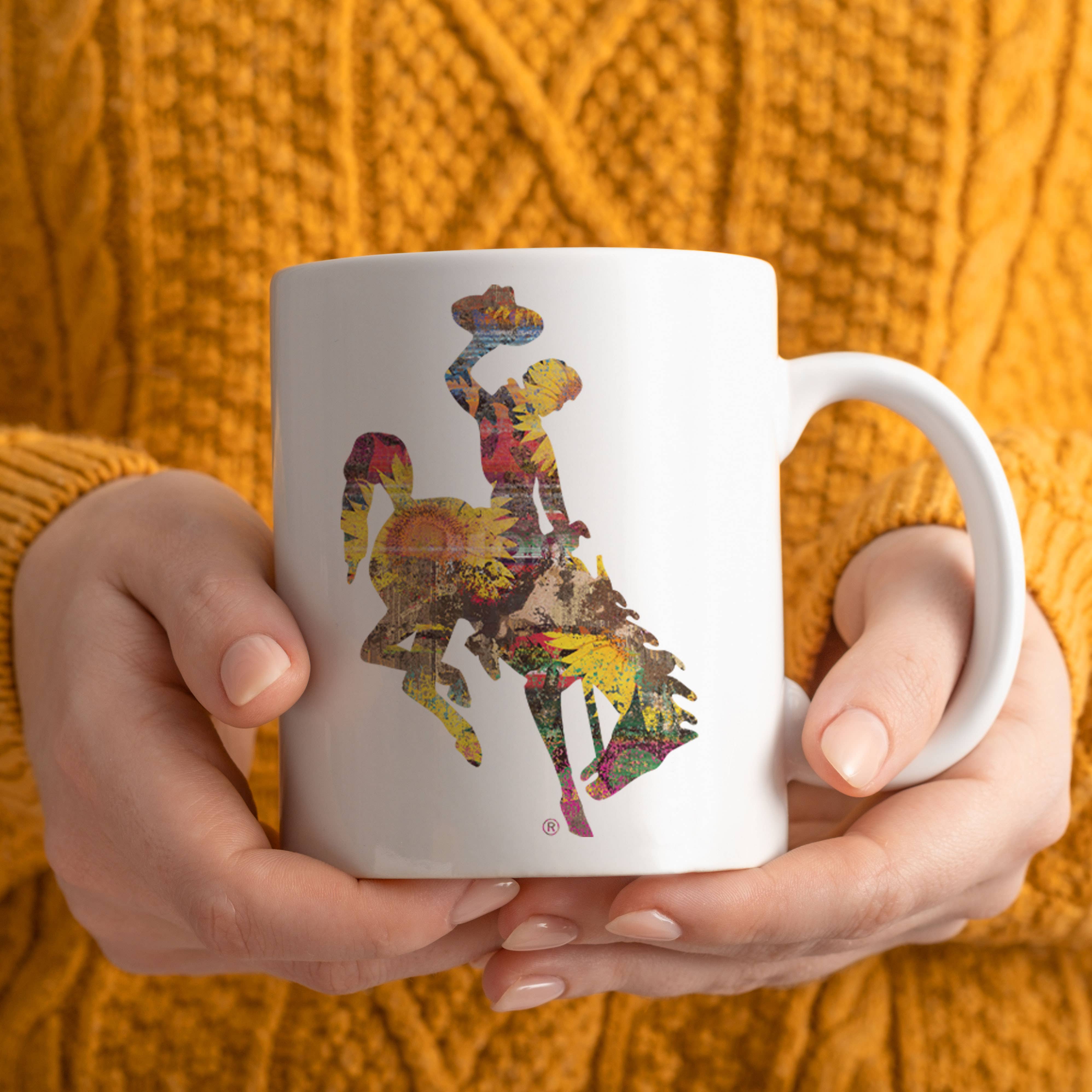 Summer Sunflower Wyoming Steamboat White Ceramic Mug